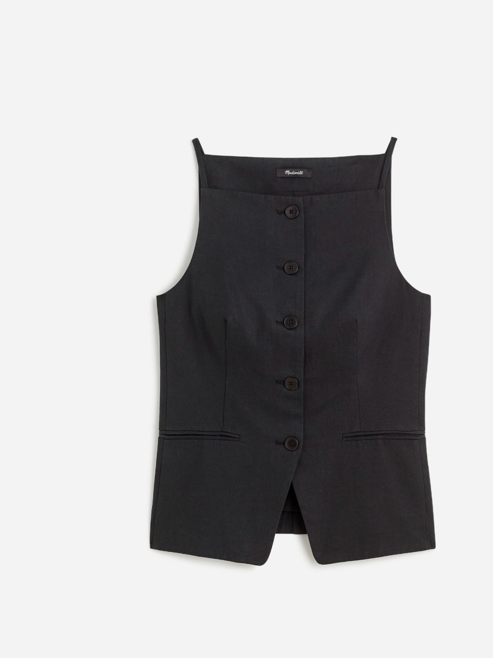 Madewell Black Button-Front Sleeveless Vest